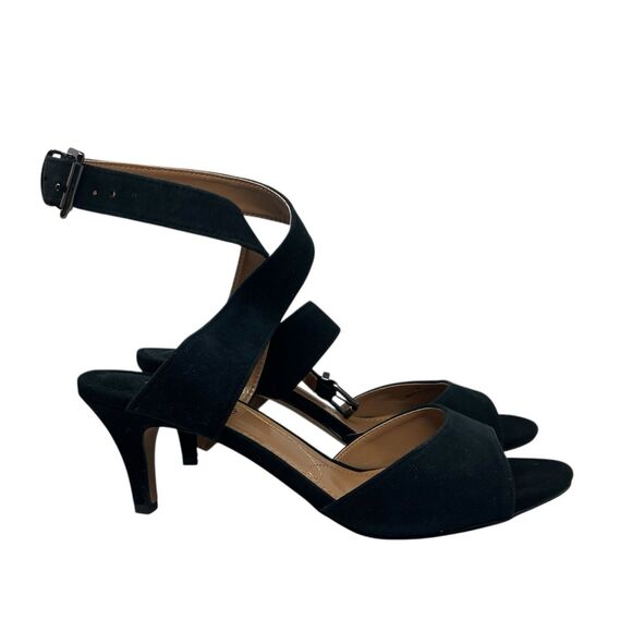 J. Renee Black Suede Open-Toe Ankle Strap Heels – Womens 11W (Soncino) - Picture 14 of 14